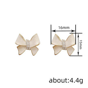 Orecchini a perno con fiocco dorato e anatra malata, con strass di cristallo, per donna, gioielli alla moda, idea regalo - Product Image 6