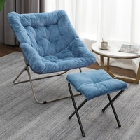 Fauteuil de salon pliable moderne avec repose-pieds assorti, fauteuil de détente en peluche douce pour salon, chambre à coucher, relaxation en intérieur