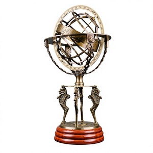 Globe armillaire vintage en laiton avec anneau zodiacal et support hippocampe, globe céleste décoratif pour la maison, le bureau ou la bibliothèque - Product Image 4