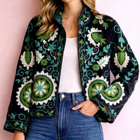 Vêtement d'extérieur pour festival, art populaire indien, broderie artistique Suzani, veste en velours, cardigan surdimensionné pour femmes