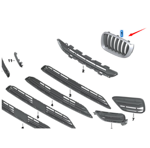 51137367421 o 51137367422 adatto per <span class=keywords><strong>BMW</strong></span> <span class=keywords><strong>X3</strong></span> F25 griglia <span class=keywords><strong>grigia</strong></span> - Product Image 4