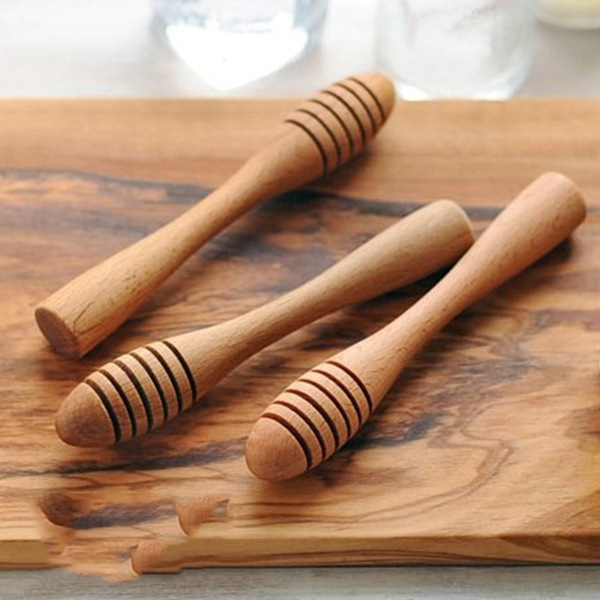 Деревянная медовая палочка без воска с натуральным бревном, с длинной ручкой, Микс-палка из бука, медовая ложка для ковша