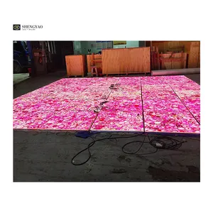Backlit Restaurant Floor Design Translucent Pink Agate Rose Semiprecious Stone Slabs