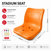 Siège de stade en plastique HDPE moulé par soufflage à 4 trous, résistant aux intempéries, pour arènes, gymnases et terrains de sport