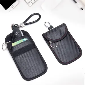 Faraday – pochette de protection de clé Rfid 2 en 1 en Fiber de carbone, sac de protection de Signal de voiture, pochette de clé de voiture Faraday
