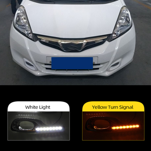 2 ชิ้นกันชนหน้าโครเมียมสีเหลืองสีขาว LED DRL ไฟวิ่งกลางวันสำหรับฮอนด้า ฟิต แจ๊ส 2011 2012 2013 - Product Image 3