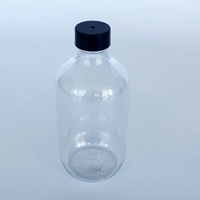 Bouteille en plastique PET transparente de qualité alimentaire réutilisable et étanche avec bouchon à vis noir pour le stockage de boissons, de cosmétiques et de soins de la peau