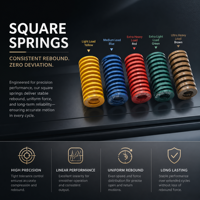 Ressorts de compression carrés à cinq couleurs, conformes à la norme JIS, pour pièces de moules de fonderie de précision