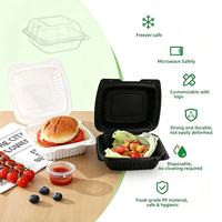WALLSON Contenant alimentaire jetable blanc carré de 9 pouces à 3 compartiments en MFPP avec couvercle articulé pour plats à emporter et restaurants