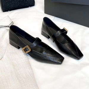 Chaussures à bout carré en cuir souple, confortables pour les pieds, à talon ras, anti-chute, style rétro, nouvelle collection début de printemps, style Wanwan - Product Image 2