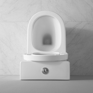 Ensemble WC moderne européen à double chasse, sans bride, à évacuation verticale, en céramique, avec siphon en P, certifié Watermark australien, deux pièces - Product Image 4