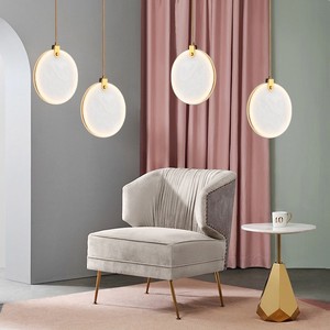 HFshanks Nordic <b>Style</b> All Copper LED Pendant Light Real Marble Single <b>Head</b> Minimalist Design For Living Room Bedroom - Product Image 1