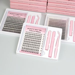 Kit de Pestañas Postizas DIY a Precio de Fábrica, Pestañas en Racimo de Banda Ancha con Curvatura C y <span class=keywords><strong>D</strong></span>, Segmentos Personalizados, Kit de Extensión de Pestañas Pre-Cortadas - Product Image 1