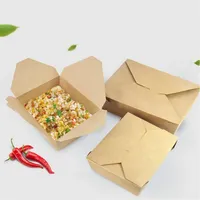 Caja de Papel Kraft Biodegradable para Pollo Frito con Logotipo Impreso, Caja de Papel Kraft para Frutas, Empaque para Alimentos, Ensaladas, Comida Rápida para Llevar