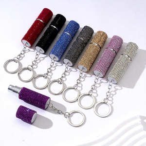 2023 NEW 5ml Bling Glitter Perfume Bottle Keychain Rhinestone Self-defense Keychain Portable Diamond Press Spray Bottle