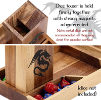 EU-Zugelassener Handbemalter Holz-Würfelturm, DND RPG Holz-Aufbewahrungsbox für Tabletop Dungeons & Dragons Spiele, Geschenk