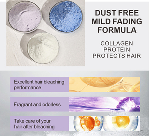 Polvo Decolorante Permanente Anti-Amarillo para Cabello Rubio, 500g, Profesional de Salón, Fórmula Suave Sin Polvo para Cabello Oscuro, Seguro y de Alta Potencia - Product Image 3