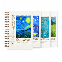 Carnet de notes A5 à spirale, motif peinture à l'huile Nuit étoilée, Champ de blé, Fleur d'amande, couverture artistique, 80 g/m², ligné, journal créatif, 4 couleurs