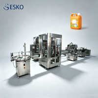 Ligne de remplissage à 6 pistons ESKO pour bouteilles de détergent, shampoing, lotion, savon liquide, en acier inoxydable SUS304, avec cappreuse PLC, applicateur d'étiquettes et convoyeur