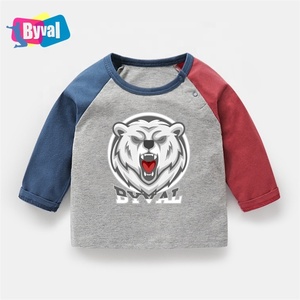 Cina all'ingrosso personalizzata logo t-shirt per bambini maniche lunghe magliette del bambino 100% cotone bianco di colore di contrasto del manicotto di raglan t-shirt kid - Product Image 5