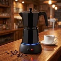 Cafetière électrique Moka 6 tasses, chauffage sans flamme, machine à expresso, poignée anti-brûlure, fonctionnement à une touche pour la maison, le bureau, la cuisine