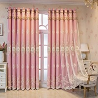 Style européen nouveau luxe fil brodé double couche rideau en tissu occultant salon chambre produit fini