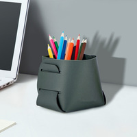 Porte-pinceaux de maquillage en cuir PU pour bureau, pliable, organiseur de stylos pour la maison, boîte de rangement pour petits objets