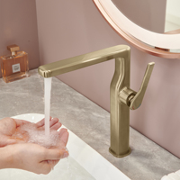 Robinet de lavabo moderne classique en laiton à poignée unique, mitigeur chaud/froid, design de luxe à poser sur le comptoir pour lavabos de salle de bain d'hôtel et de maison