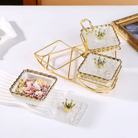 Assiette carrée en porcelaine, style européen et minimaliste, pour fruits, collations et bonbons, avec support en fer
