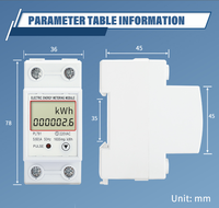 Meter Energi Faktor Daya Aktif Mini Digital Satu Fasa 10(60) Kwh Kilo Watt Jam 220V 50Hz