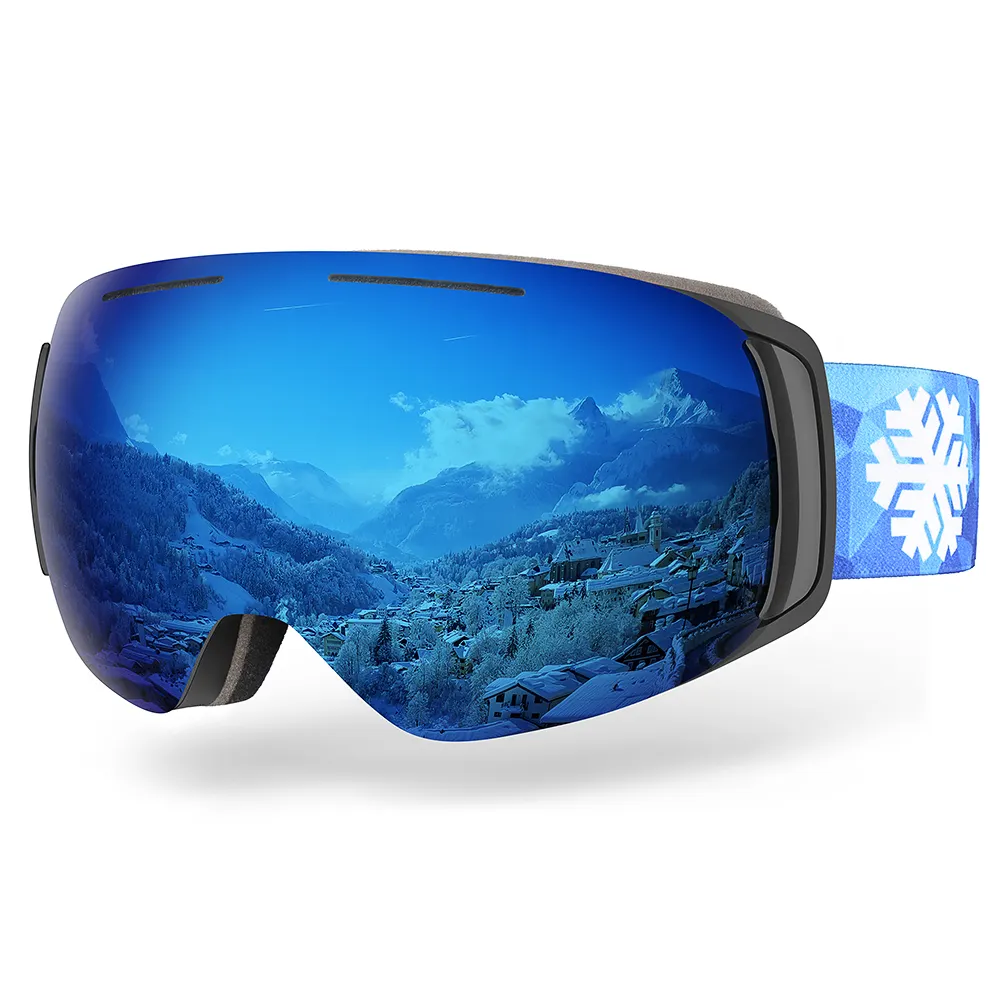 HUBO 181C side locking magnetic lens ski goggles interchangeable OTG 100% UV protection anti fog custom snow snowboard goggle