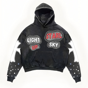 Sweat-shirts à capuche personnalisés avec imprimé automnal, sweat-shirts pour hommes, pull-over de haute qualité, streetwear uni, lourd, gaufré, unisexe - Product Image 1