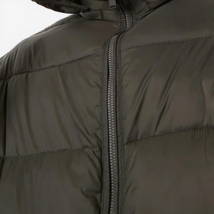 Veste matelassée à capuche pour homme, couleur unie, coupe-vent, fermeture éclair, décontractée, hiver, polyester, coupe classique - Product Image 6
