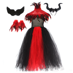 Filles Halloween Evil Dark Queen Filles Costume Deluxe Solide Couleur Cygne Robes Enfants Robe De Bal Robe Enfants Cosplay Vêtements - Product Image 2