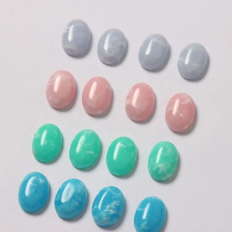 Turquoise Beads 10x14mm 13x18mm Oval Cabochon Flat Back Howlite Stone Refreshing Color Summer Jewelry Accessories