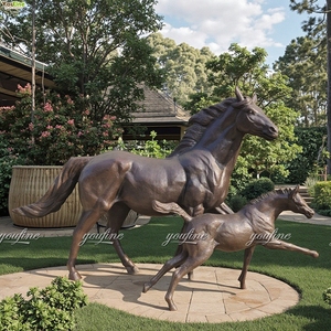 Estatua de Caballo de Bronce, Escultura de Cría y Potro a Tamaño Real, Caballos Galopantes de Bronce Fundido, Decoración de Jardín para Exteriores, Arte Hecho a Mano - Product Image 2