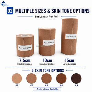 Cinta Adhesiva ACQ Fita Trans FTM Natural para Sujetar el Pecho, Cinta Transparete para Senos de 10cm y 15cm, Hipoalergénica - Product Image 4