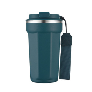 Portable Lanyard Octagon Travel Coffee <b>Mug</b> 380 510ml Stainless Steel Vacuum <b>Thermal</b> Cup Leak Proof Lid Custom Logo - Product Image 4