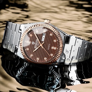 BINBIND B301 Orologio al Quarzo Classico ed Elegante da Uomo, Quadrante Texturizzato, Cinturino in Acciaio, Impermeabile, Orologio Maschile Elite per Affari, Regalo - Product Image 5