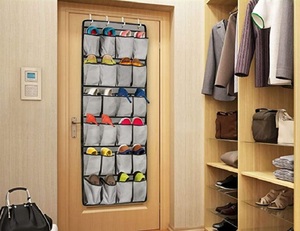 Organisateur de rangement pour chaussures Le'sort fonctionnel à 24 poches, à accrocher à la porte, pliable, écologique, en tissu non tissé, moderne, carré - Product Image 6