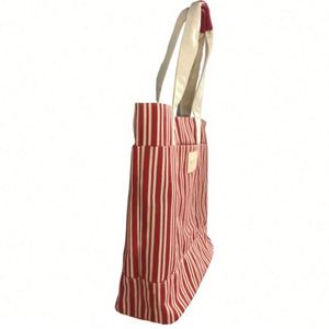 Striped <b>Large</b> Capacity Women Custom Shoulder Customized Logo Cotton Vintage <b>Canvas</b> Stripe Tote <b>Bag</b> - Product Image 3