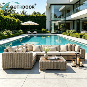 Offre Spéciale : Ensemble <span class=keywords><strong>de</strong></span> Canapés Modernes d'Extérieur en Rotin PE, Résistant aux Intempéries, Idéal pour Ferme, Patio, Cour, Hôtel, Parc – Écologique et Anti-UV - Product Image 1