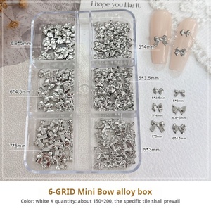 Adornos de Uñas de Aleación con Forma de Mariposa y Lazo, Decoración de Uñas, 6 Compartimentos, Venta al por Mayor de Fábrica, Dijes de Uñas Personalizados en Bolsas a Granel - Product Image 4