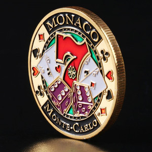 2024 moneta commemorativa del commercio estero del casinò Monaco buona fortuna moneta in metallo con stampa UV fortunato numero 777 a tema incrociato - Product Image 3