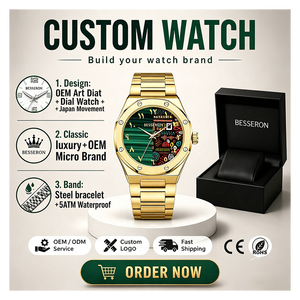 Reloj de Lujo Personalizado con su Propio Logotipo, Números Arábigos, Cuarzo, Moda, Negocios, Estilo Antiguo para Hombre, Caja de Acero Inoxidable 316L, Cristal - Product Image 1