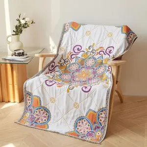 Luxury Tassels Floral Printed Towel Southeast Asian Style Custom Cotton Bath Sheet Top Quality Factory Price Bath Towel