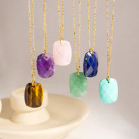 Collier en acier inoxydable 316 plaqué or 14k 18k, résistant à l'eau et inaltérable, avec pierres naturelles de jade et cristaux, pour femme