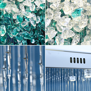 Mới sang trọng thủy tinh pha lê LED Đèn chùm ấm trắng tùy chỉnh dự án cho cầu thang biệt thự Trần Vuông thép không gỉ hình bầu dục mới - Product Image 6