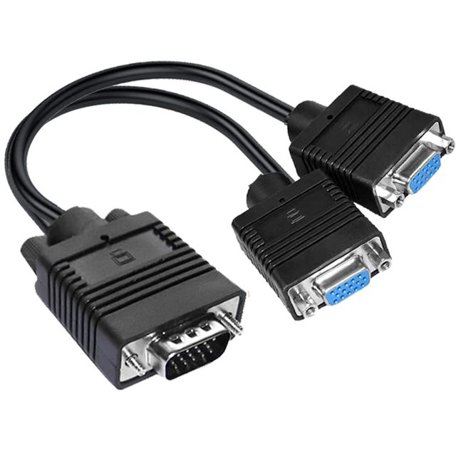 GA Y Splitter Cable, VGA 1 Male to VGA 2 Female Adapter Cable Dual VGA Monitor Y Cable for Screen Duplication