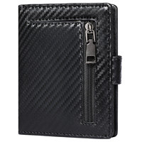 Portefeuille court pour femme en fibre de carbone, best-seller, RFID, simple, à deux volets, en cuir PU, porte-monnaie portable, porte-cartes à pression